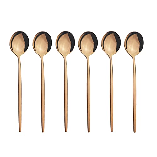 LINFFSTR Cuchara de acero inoxidable 6pcs / set Juego de utensilios de cocina Juego de cubiertos de plata de oro Juego de utensilios de cocina para el hogar para fiestas al aire libre Aptas para el la Cover