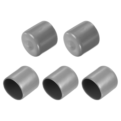 uxcell 5pcs Rubber End Caps Protective Caps 26mm ID Vinyl PVC Round Tube Bolt Cap Cover Screw Thread Protectors Light Gray