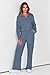 PRETTYGARDEN Women's 2 Piece Outfits Casual Lapel Half Zip Sweatshirts and Wide Leg Pants Tracksuit Sets (Grey Blue,Large)