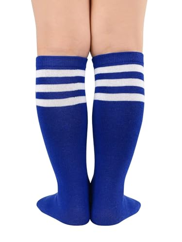 Komorebi Kids Soccer Socks Toddler Soccer Socks Kids Socks Toddler Knee High Socks 1 Pack Blue White3