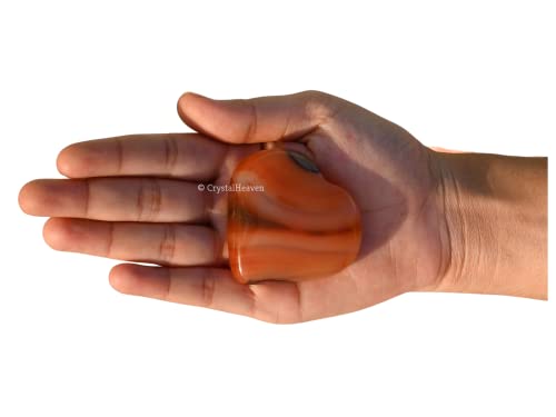 Image of Crystal Heaven Carnelian Crystal Heart Palm Pebbles Stones For Anxiety Stress Relief Massage - Aaa Grade Original Healing Gemstone Agate Heart Palm Stone For Yoga Meditation Spiritual