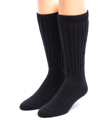 WARRIOR ALPACA SOCKS • Extra Wide • Loose Top • Terry Lined Alpaca Socks • Unisex • Comfort Band • Crew