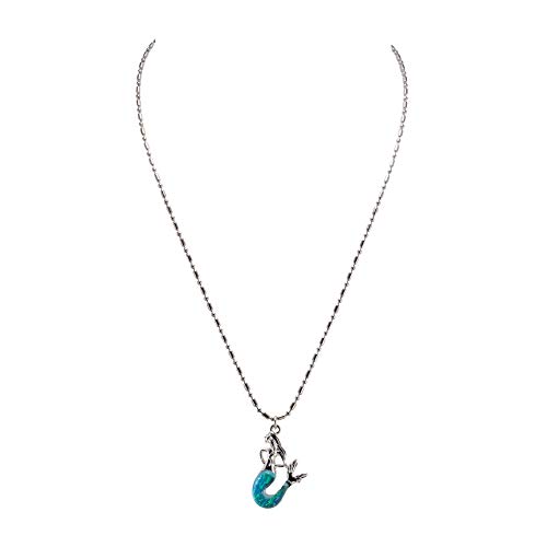 BlueRica Blue Mermaid Pendant on Stainless Steel Chain Necklace