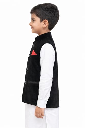 Image of T+D Ethinic Wear Velvet Western Style Sleeveless Half Blazer Fancy Coat Jacket For Kids Boys