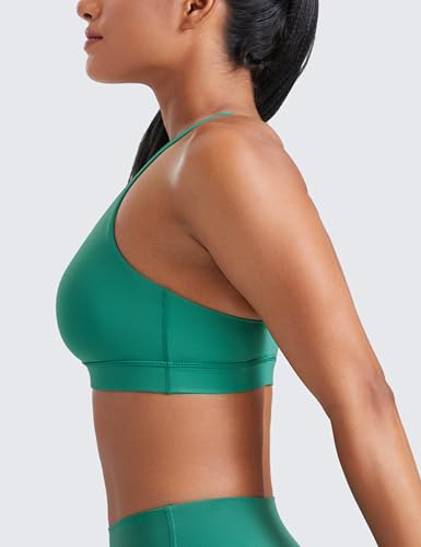Image of CRZ YOGA Naked Feeling Strappy Sports Bras | Medium Support, Removable Pads, Yoga, Sleek, Scoop Neck, for Women