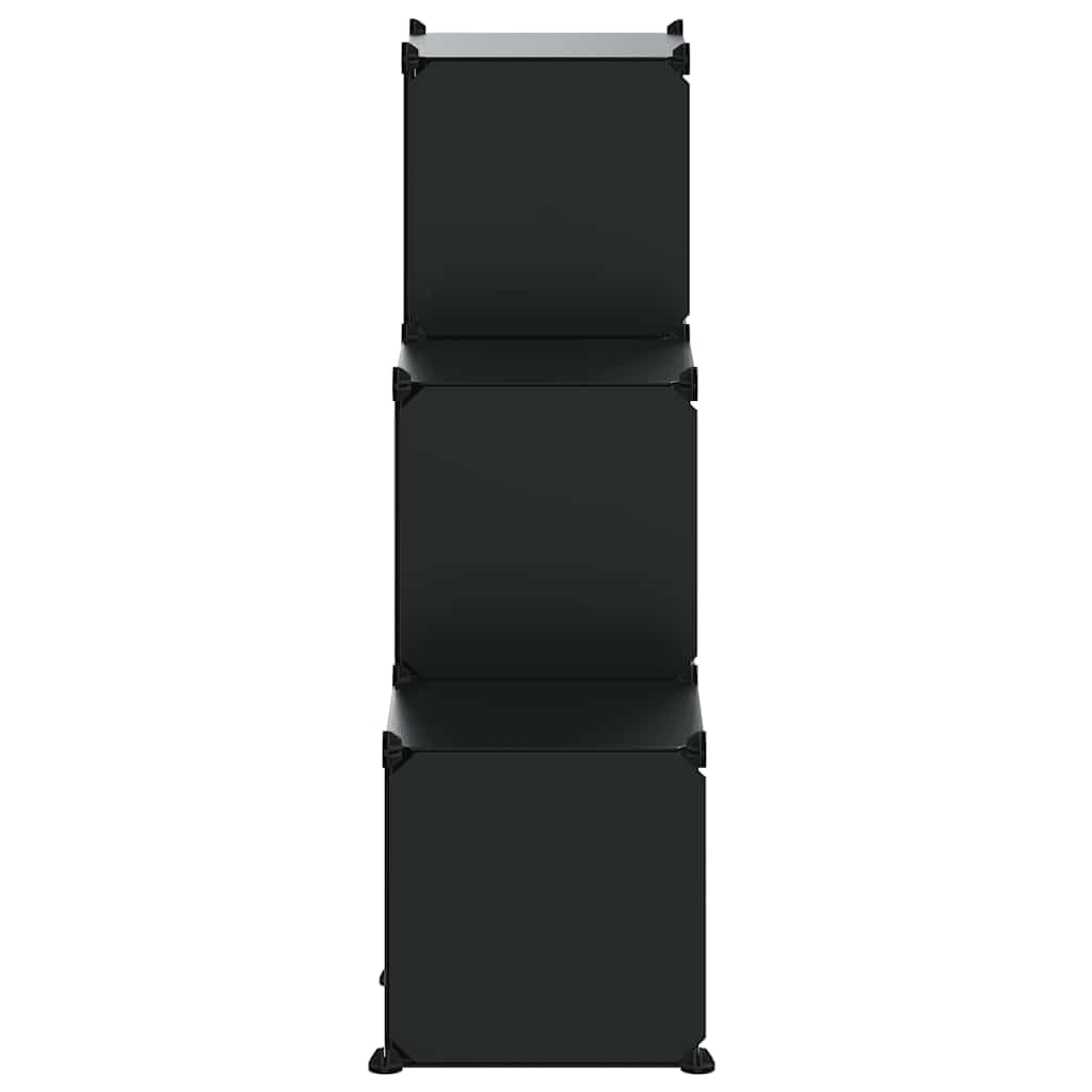 Estantería de Cubos 6 Compartimentos Negro PP | Estructura de acero, resistente al agua, montaje fácil, para hogar, dormitorio y oficina