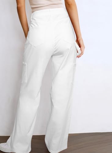 Dokotoo White Pants Straight Leg Jeans for Women Trendy Baggy Wide Leg Dress Pants Women Slacks Business Casual High Waisted TrousersPants for Women Trendy Loose3