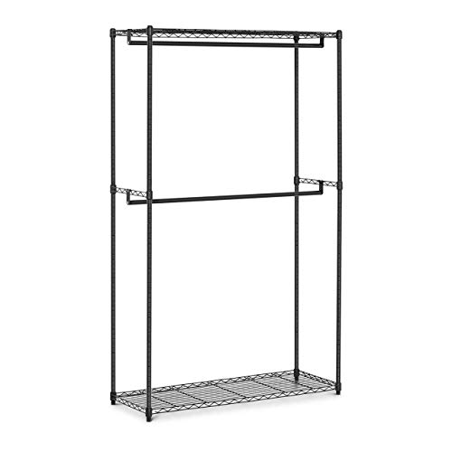 Royal Catering Estructura De Metal Para Ropa Armario Abierto RCMR-2000P25 (120 x 45 x 199,5 cm, Capacidad de carga total: 200 kg, Negro)