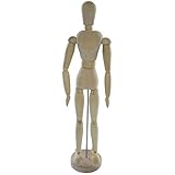 Maniquí de madera totalmente articulado y barnizado, de altura 20cm