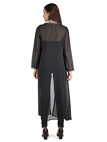 Image of Women's Black Shrug with Golden Border