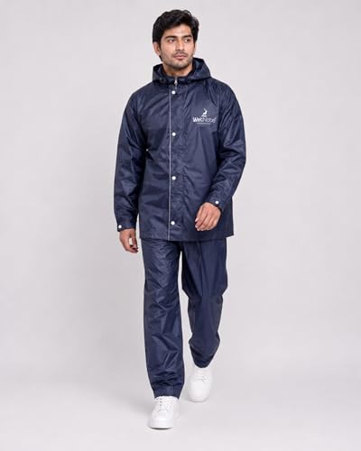 Image of TAGDO Rain Coat for Men Waterproof for Bike Rider with Zipper and Button and Adjustable Hood along with inner pockets | Rain Suit for Men & Women | Jacket & Pants with Carry Bag (2073)