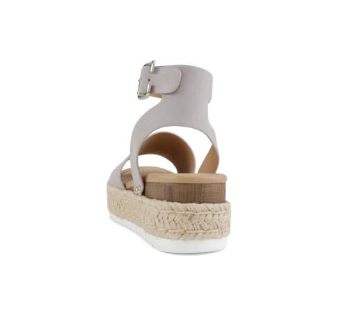 Image of Soda Topic Open Toe Buckle Ankle Strap Espadrilles Flatform Wedge Casual Sandal