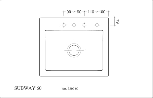 Villeroy & Boch Subway 60 S Küchenspüle, Spülbecken mit einem Hahnloch, Spüle inkl. Ablaufgarnitur mit Handbetätigung, Einbauspüle aus Keramik, 600 x 510 mm, Weiß Alpin CeramicPlus