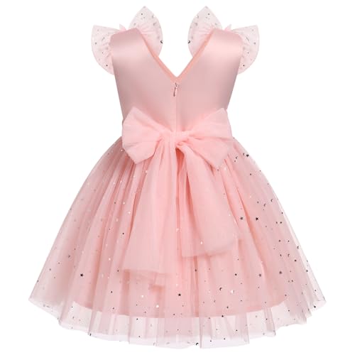 Image of IMEKIS Toddler Kids Girls Butterfly Dress Sparkle Sequins Tulle Wedding Formal Birthday Dresses 2-10T