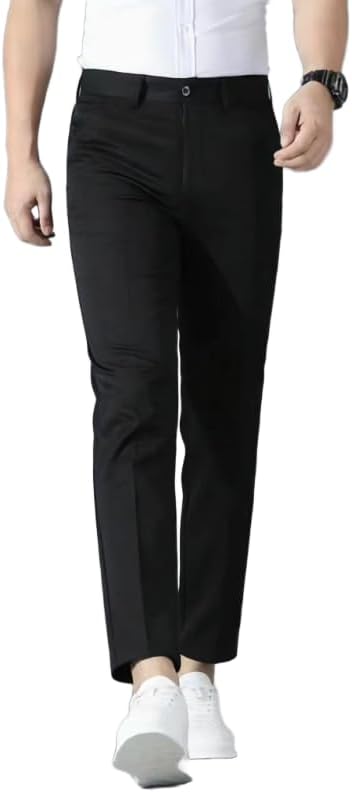 Men's Dress Pants, Slim-fit Cut, Flat-Front Design, Business-Casual Formal Trousers