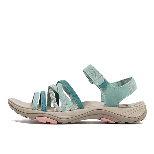 NORTH RIDGE Womens Mya Walking Sandal with High Traction Rubber Sole & EVA Cushioned Midsole (Green UK Footwear Size System Adult Women Numeric Medium 7)