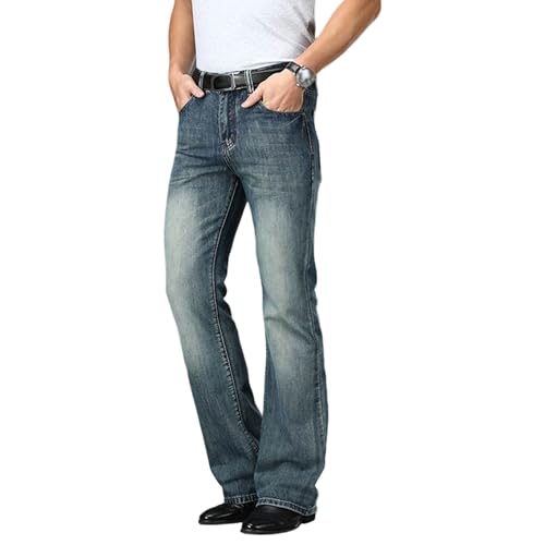 Jean vintage années 70 pour homme extensible et confortable avec bas évasé