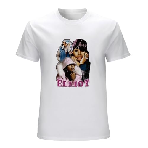 Photo de Missy -Elliott Rapper Hip Hop Unisex Men's T-Shirt Vintage Unisex Unisex Tee T-Shirt White XXL