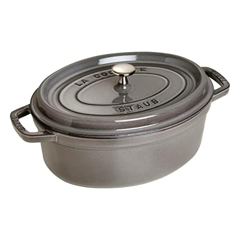 STAUB Gusseisen Bräter/Cocotte, Oval 37 cm, 8 L, Aromaregen Funktion Cover