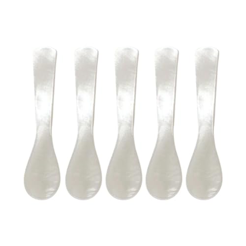 Cucchiai da caviale in madreperla con manico rotondo, set di 5 cucchiai per uova fatti a mano, cucchiai da caffè comodi cucchiai da dessert cucchiaio da gelato per caviale