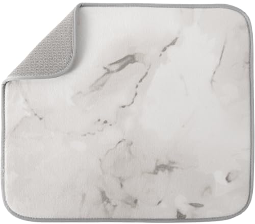 Image of S&T INC. Dish Drying Mat, 16 inch x 18 inch, Absorbent Microfiber Kitchen Counter Mat, Dish Drying Pad for Dishes, Utensils, Pots and Pans, Large, Grey Stone