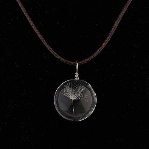 CHOORO Dandelion Necklace Real Dandelion Seed Inlaying Crystal Ball Necklace Dried Pressed Flower Pendant Necklace Flower Lovers Gift4