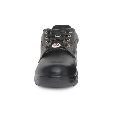 Image of ACME ATOM Safety Shoes Steel Toe - PU Sole - L.A - BT Leather (Black, UK Footwear Size System, Adult, Men, Numeric, Medium, 6)