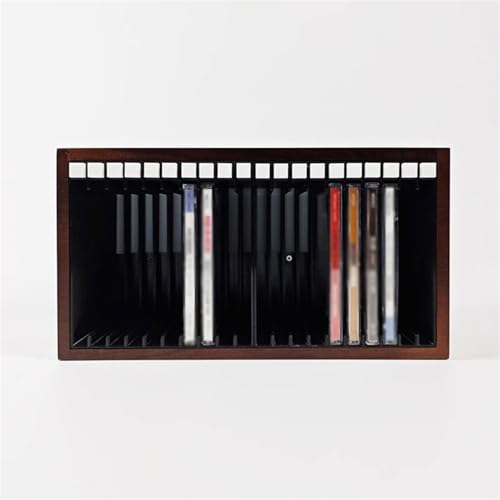 Estante desplegable para discos de CD de madera con 20 compartimentos independientes 5