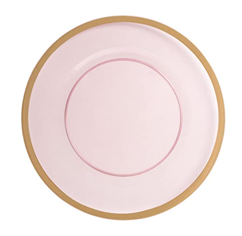 Platos cargadores dorados con borde rosa de 13 pulg, pack 48