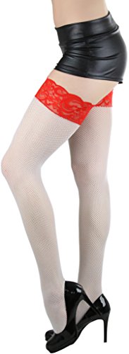 Image of ToBeInStyle Women's Fine Classic Fishnet Thigh High Stretch Nylon Novelty Stockings