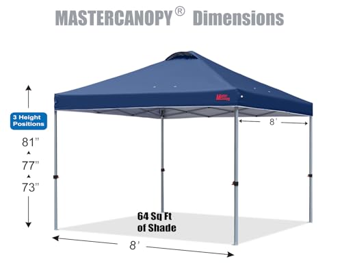 MASTERCANOPY Durable Pop-up Canopy Tent with Roller Bag (8x8, Navy Blue)