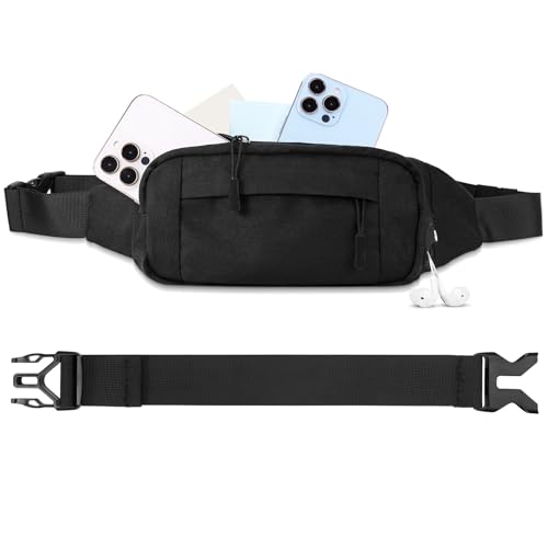 Hejo Bauchtasche für Damen und Herren,Multi-Tasche Gürteltasche Damen mit Kopfhöreranschluss,wasserdichte Hüfttasche Herren mit Verstellbarem Gürtel für Sport,Reisen,Täglichen Gebrauch(Schwarz)