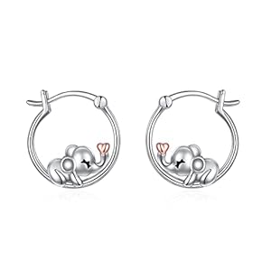 Cow/Cat/Fox/Pig/Axolotl/Elephant/Scorpion/Sloth/Chicken Hoop Earrings 925 Sterling Silver Hypoallergenic Animal Jewelry Gifts