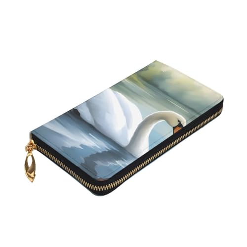 Leather Wallet - Stylish and Durable Wallet for Women with Multiple Compartments and Zipper Design Beautiful White Swan Picture3