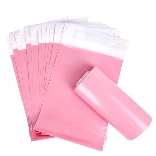 Image of Disposable Sanitary Bags, 100 Pcs, Pink, Self-sealing, Odor-proof, Rectangular, Plastic, 10 inch x 6 inch Bags for Feminine Hygiene, Personal Waste, or Pet Waste