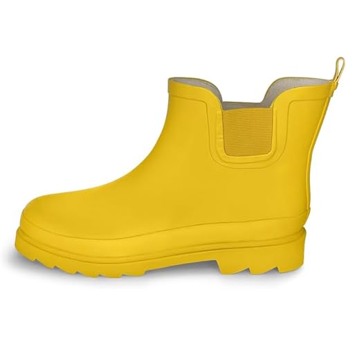 NORTY - Womens Ankle Rain Boots - Ladies Waterproof Winter Spring Garden Boot runs ½ size large Matte Yellow Size 8