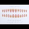 LPOODDNU 3D Pink Press on Nails Almond - Medium French Tip Fake Nails with Embossed Flower&Gold Bead Designs, Glossy Finish Reusable False Nails with Glue Tabs - 24Pcs Nail Kit for Women Manicure