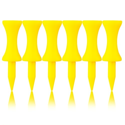 Golf Tees Unbreakable Step Down Plastic Mixed or Same Height Value 100 Count, 2 3/4, 2 1/4, 2, 1 3/4, 1 1/2 Inch Length Long Short Color Tee Pack for Practice (100 Count, All 1 3/4'' in Yellow)