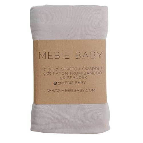 Image of Mebie Baby Oatmeal Stretch Swaddle, Modern and Neutral Swaddle Blanket for Baby Girl or Boy, Soft Baby Blankets, Newborn Swaddle Blanket, 0-3 Month, Comfy Wrap, Baby Essentials & Gifts (47 inch x 47 inch)