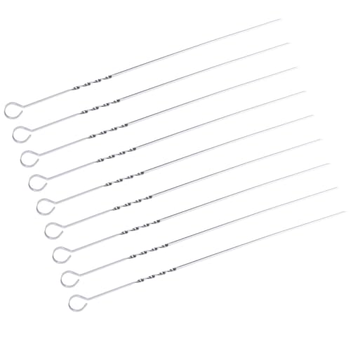 Milisten 20 piezas Brochetas de Acero Inoxidable Palillos Planos y Anchos Antideslizantes para Barbacoa al Aire Mango Círculo para Fácil Manejo Resistentes Óxido para Camping y Fiestas