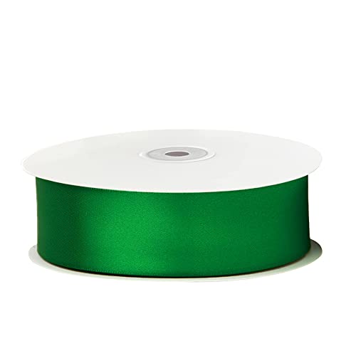 image for LIUYAXI Solid Color Double Faced Green Satin Ribbon 1-1/2