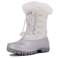LONDON FOG Girls Youth and Toddler Icelyn Cold Weather Warm Lined Snow Boot girls boot in youth and toddler sizes, White, Medium