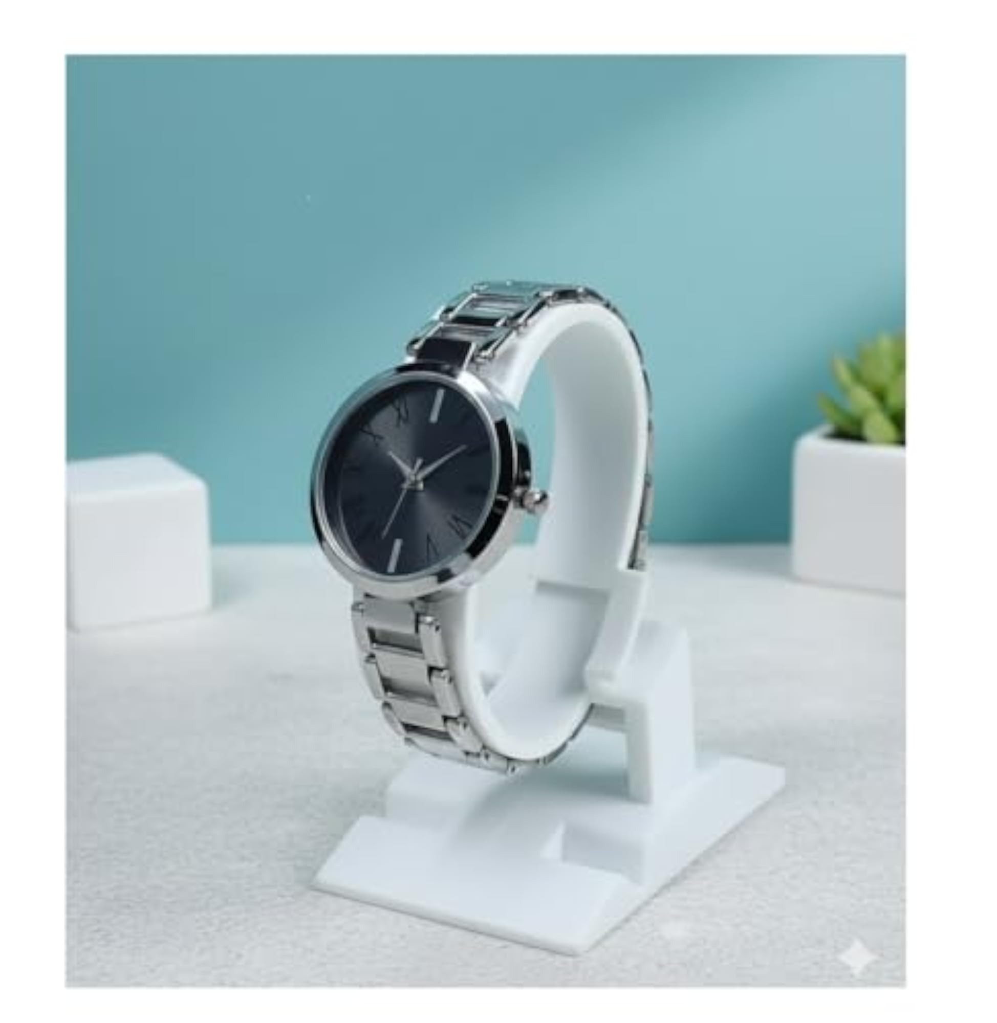 Women's Stylish Analog Watch with Silver Bracelet & Quartz Dial