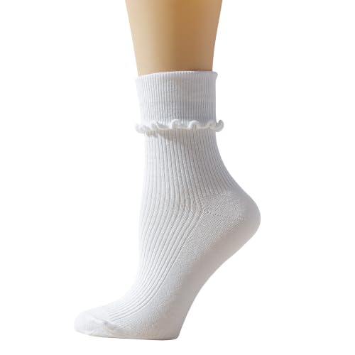 Image of Ruffle Ankle Socks for Women, Cute Casual Lettuce Edge Frilly Crew Socks Breathable Lightweight Daily Socks