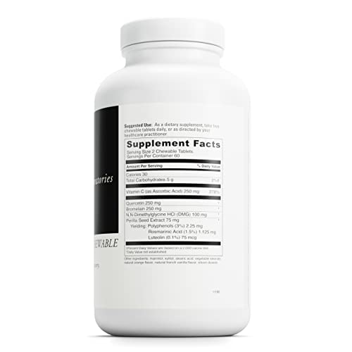 Davinci Labs Aller-Dmg Chewable - Dietary Supplement To Support Respiratory, Nasal And Skin Health - With Vitamin C, Dmg And More - Gluten-Free - Orange Cream Flavor - 120 Chewable Vegetarian Tablets #TOP1