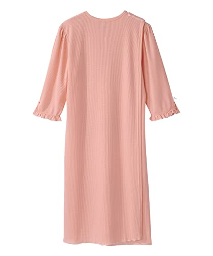 Women’s Open Back Adaptive Waffle Knit Nightgown - Hospital Gown For Seniors With Bows - Pink Shade Xl #TOP3