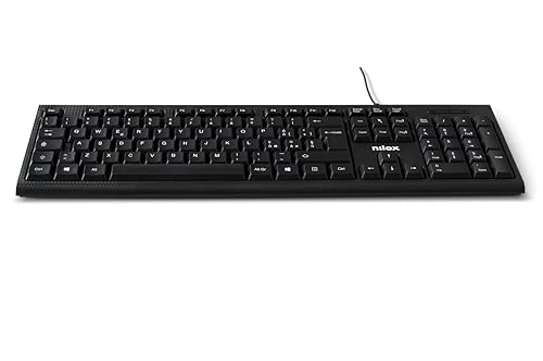 Nilox NXKBIT000011 Ergonomiczna klawiatura USB, lekka i kompaktowa, z włoskim układem, odporny na zużycie, kabel 1,5 m, czarna klawiatura, kompatybilna z systemami Windows, Linux i Mac