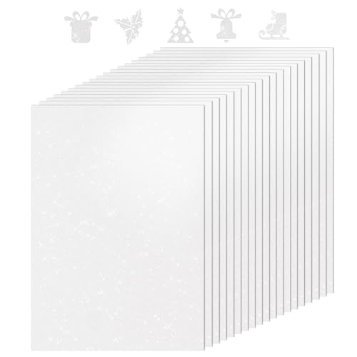 BEISHIDA A4 Glitter Cardstock White Sparkly Paper (20 Sheets)