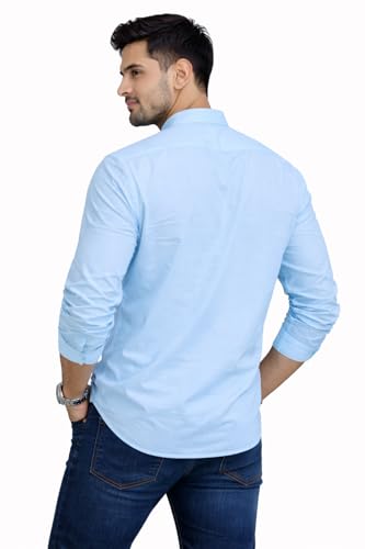 Image of Men's Cotton Kurta, Mandarin Collar Short Kurta, Long Sleeve Casual Shirt for Summer