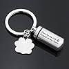 Canghai Stainless Steel Dog Paw Cremation Urn Keyring, Memorial Ashes Keepsake Keychain, Pet Charms Locket Pendant Cremation Jewellery for Ashes(Once by my side) #4